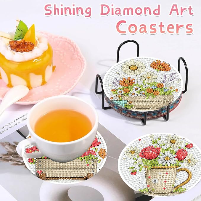 8 PCS Flowers Diamond Art Coasters Kits | Diamond Paintings Coasters - Image 6