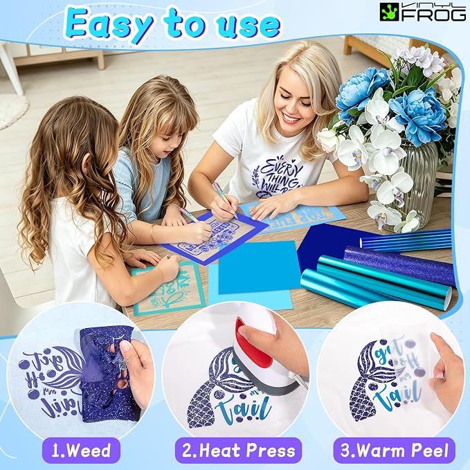 VINYL FROG Blue HTV Vinyl 10 Sheets Iron on Vinyl 12” X 10”Heat Transfer Vinyl - Image 7
