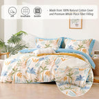 LEMIROE Tropical Coastal Blue Cotton Comforter Queen Size 3Pcs - Image 2