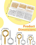 800pcs FIVEIZERO Gold & Silver Small Screw Eye Pins - Image 2