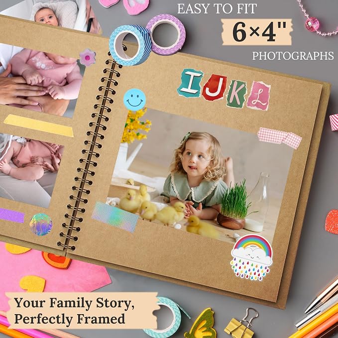 Scrapbook 8x8 Inch DIY Scrapbook Album Hardcover Kraft Paper 40 pages/20 sheets - Image 5