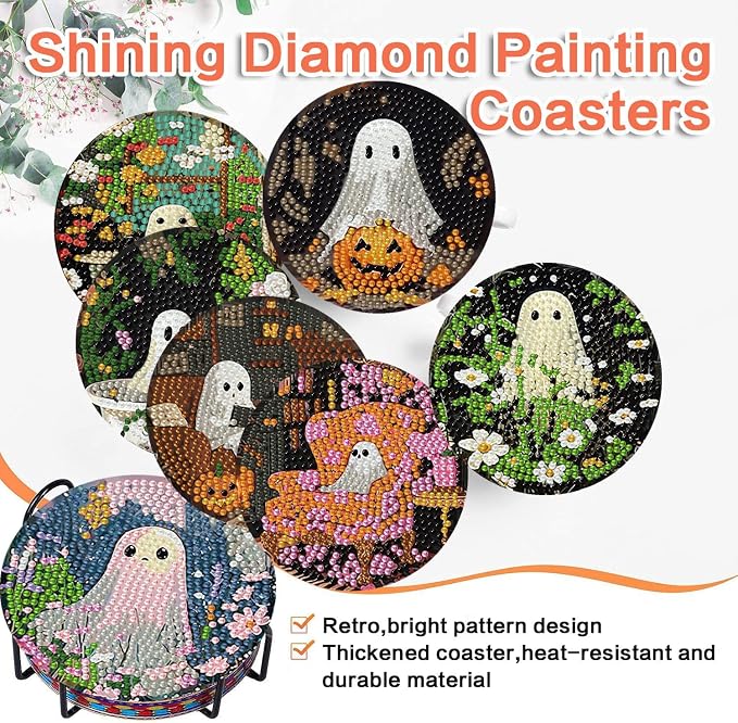 8 Pcs Halloween Diamond Art Coasters Kits - Image 8