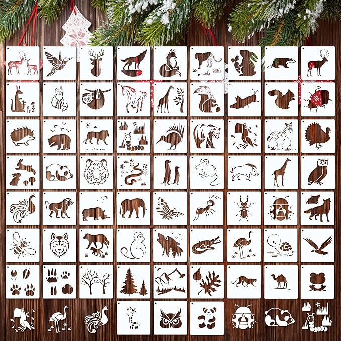 Marspark 66 Pcs Small Stencils for Crafts Reusable 3 Inch Stencils for Painting by Marspark