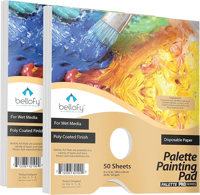Bellofy 2X Disposable Palette Paper 9x12 Inches | Mess-Free Paper Artist Palette by Bellofy