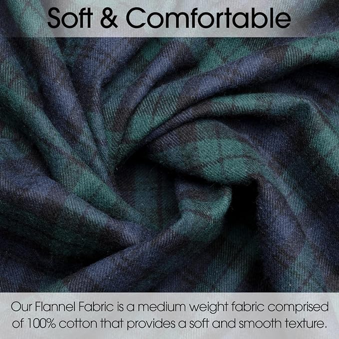 Pico Textiles 1 Yard Blue and Green Blackwatch Tartan Plaid Flannel Fabric - Image 2