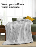 YnM Knitted Weighted Blanket, Hand Made Chunky Knit Weighted Throw Blanket - Image 3