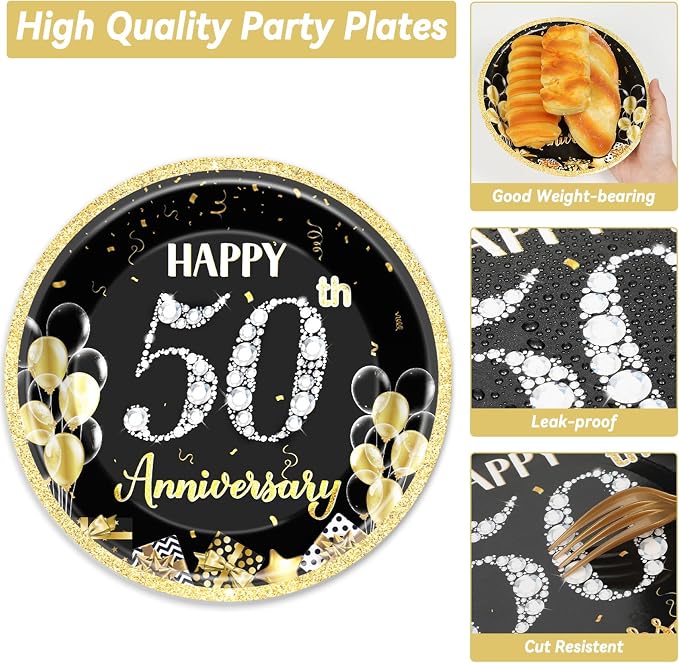50 Guests 50th Anniversary Plates Napkins Party Supplies Employee Career - Image 3