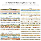 32 Rolls Vintage Washi Tape Set, European Cityscapes - Image 3