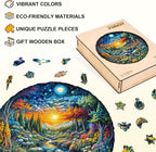 Sun Moon Forest Puzzles Adults Gifts Wooden 100 Pieces 8.5 * 8.5in - Image 3