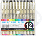 Muchcute 01 Micro Fineliner Drawing Art Pens: 12 Colors 0.25mm Extra Fine Point - Image 7