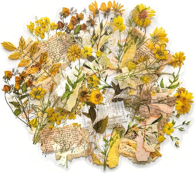 180PCS Gold Foil Vintage Botanical Flower Scrapbook Stickers, Craft Supplies - Image 2