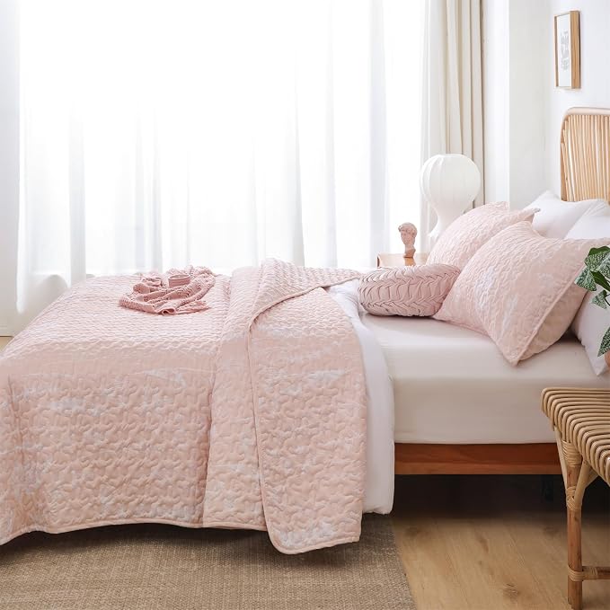JANZAA Quilt King Size Blush Quilt Botanical - Image 6