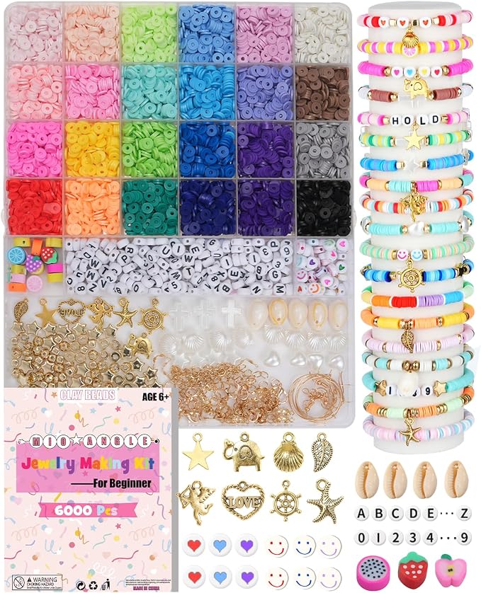 Mio Angle Clay Beads Bracelet Making Kit 24 Colors Flat Preppy Beads by MioAngle