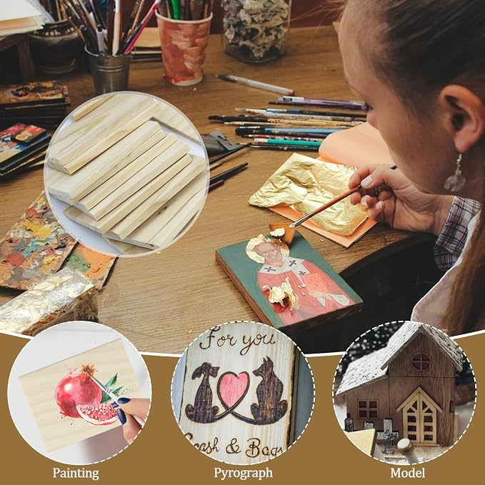 30PCS Wooden Squares for Crafts, 1/4 Inch Thick Natural Blank Square MDF Blocks - Image 6