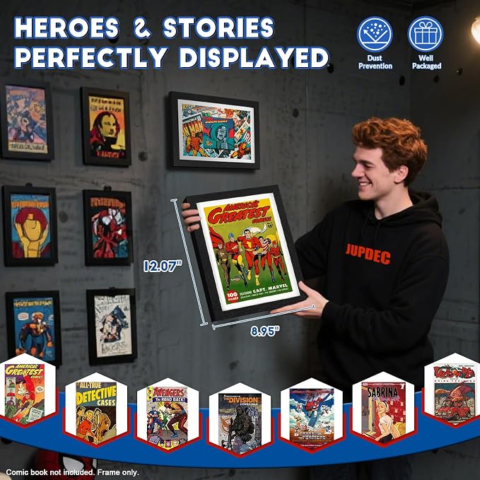 JupDec Comic Book Frame, Premium Wood Display Case - Image 5