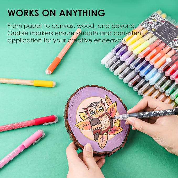Grabie Acrylic Paint Pens Markers, 0.7 mm, Extra Fine Tip Drawing Markers - Image 5