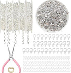 XKCWXY Necklace Chain for Jewelry Making, 16.4 ft 5 Rolls Silver Plated Chains by XKCWXY