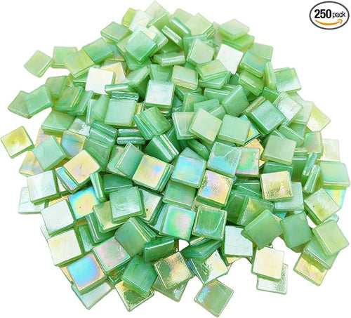1.1 LB Ice Jade Mosaic Tiles, 0.59“ Square Glass Mosaic Pieces by BTMIEY