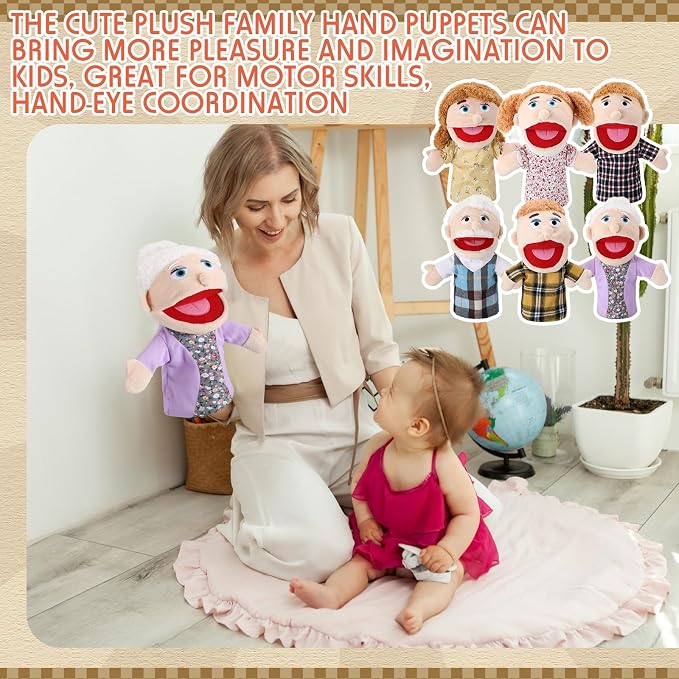 Lenwen 6 Pcs Family Hand Puppet Set Family Members Puppets - Image 7