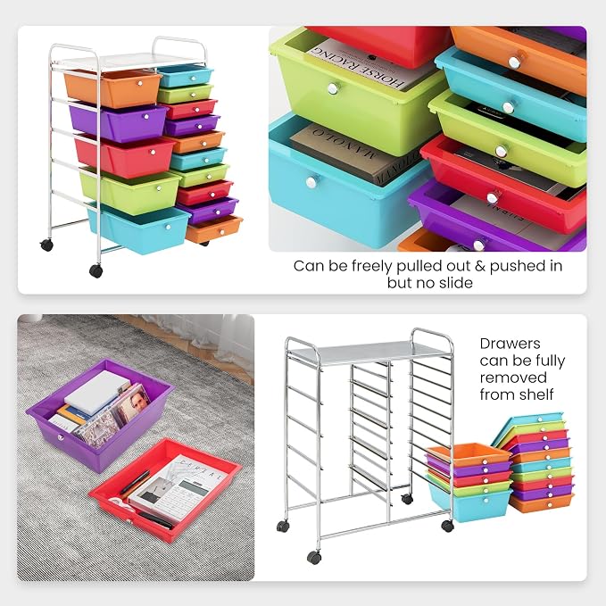 BECOMFORT 15-Drawer Rolling Cart - Image 6
