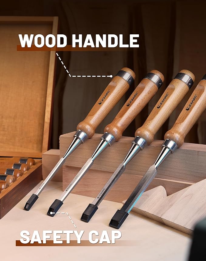 EZARC 6 Pieces Wood Chisel Tool Sets Woodworking Carving Chisel Kit - Image 2