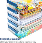 CATOOMUU 2-Pack 9x13 Clear Plastic Project Case Stackable Storage Box | 5.5Qt - Image 4