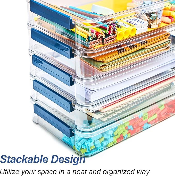 CATOOMUU 2-Pack 9x13 Clear Plastic Project Case Stackable Storage Box | 5.5Qt - Image 4