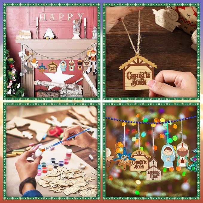 Cinnvoice 60 Pcs Wood Christmas Crafts - Image 6
