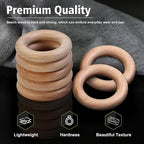 FoDau770 5pcs Natural Beech Wooden Rings, Unfinished Solid Wood Rings Heavy - Image 4