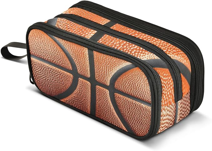 Basketball Ball Skin Pencil Case Box Boys Girls Large Pencil Pouch Zipper by BOENLE-WELCOMEYOURCOMING