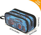 Truck Blue Pencil Case Box Boys Girls Large Pencil Pouch - Image 4
