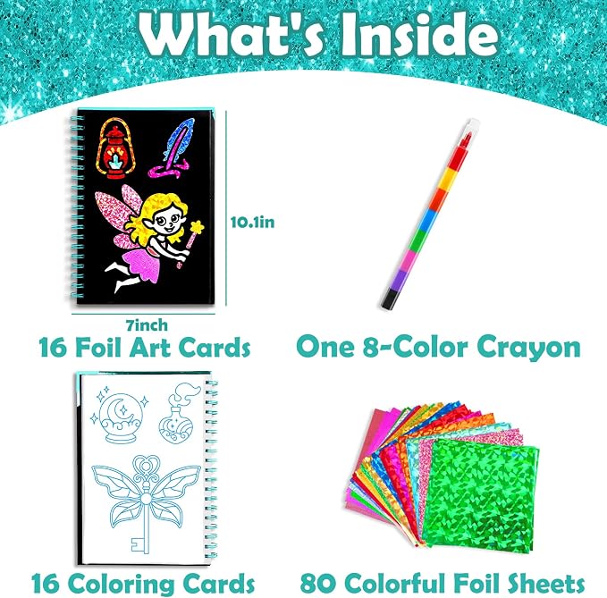 FUNNYB&G Foil Art Craft Kit for Girls 4-10 Years Old: Mess-Free & No-Glue - Image 5