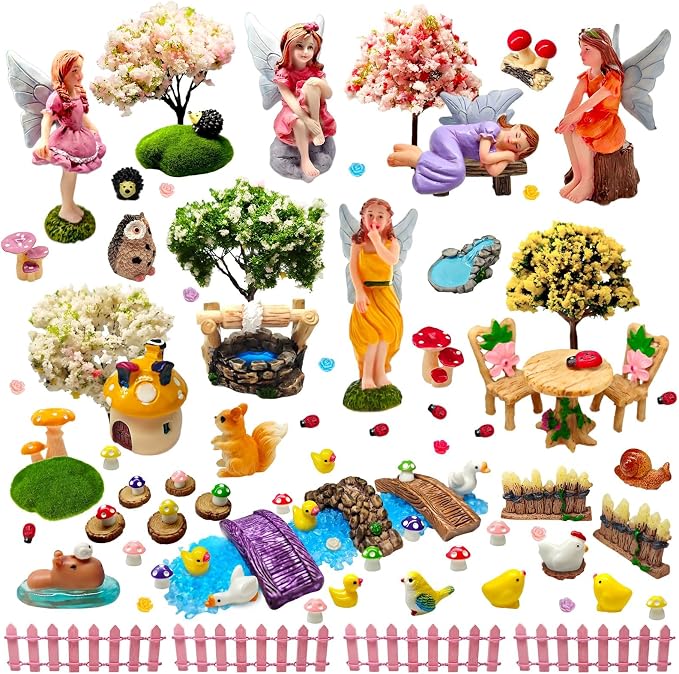 114 Pcs Miniature Fairy Garden Accessories Kit Resin Elves Animal Figurines - Image 5