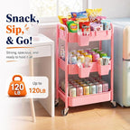 3 Tier Rolling Cart Metal with Lockable Wheels, Storage Utility Trolley Carts - Image 6