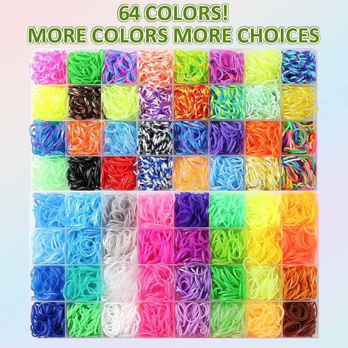 XKDOUS 64 Colors Rubber Band Bracelet Kit, Bracelet Making Kit - Image 3