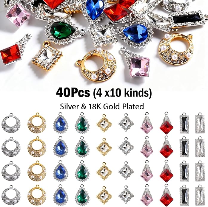 stino 40/48Pcs Paired Crystal Pendants Charms - Image 2