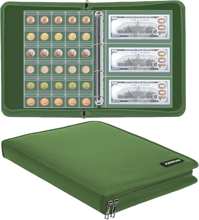 Coin Collection Book Holder for Collectors 2000℉ Fireproof | 300 Pockets Coins by JUNDUN