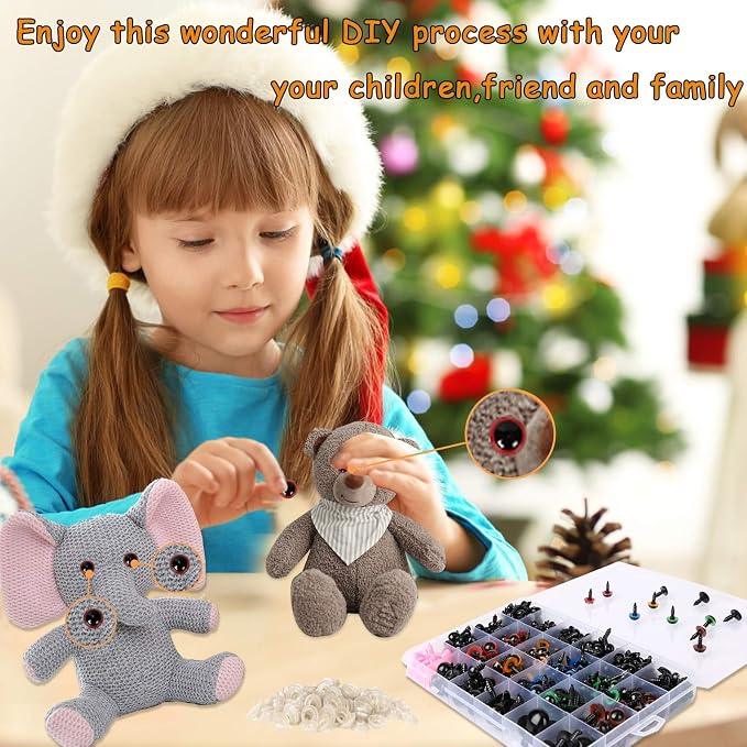 Safety Eyes 796pcs Plastic Safety Eyes and Noses, 6-20mm Black Craft Doll Eyes | - Image 3