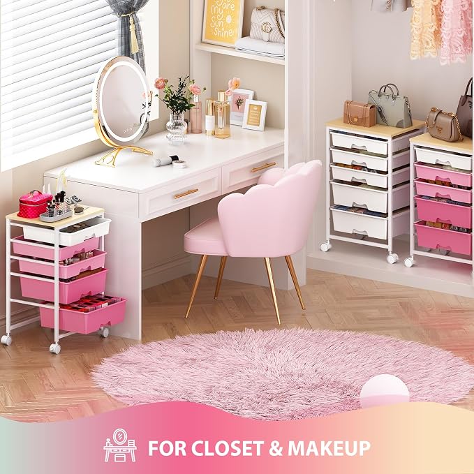 Goovilla Rolling Cart with Drawers, Utility Cart Organizer with 5 Removable - Image 8