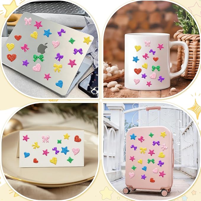 Foam Stickers, 7 Sheets 3D Glitter Foam Heart Stickers, Self-Adhesive EVA Foam - Image 5