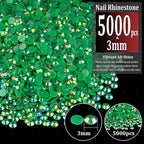 5000pcs 3mm Resin Rhinestones Bulk, Dark Green AB Flatback Round Jelly - Image 2