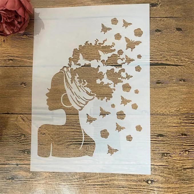 TIAMECH A4 Reusable Butterflies Hairstyle Girl Stencil - Image 8