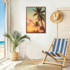 Pastel Sunset Palm Tree Canvas Wall Art Tropical Summer Beach Sunset Painting - Image 3
