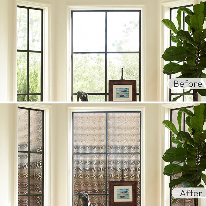 rabbitgoo Window Privacy Film, Mosaic Stained Glass, UV Blocking Reduce Heat - Image 8