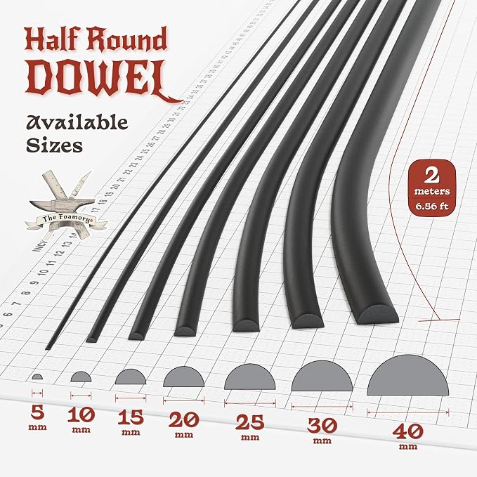 The Foamory's No Waste Half Round EVA Foam Dowel. 40mm x 2M Length. High-Density - Image 3