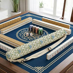 Blue Hydrangea Block Print Mahjong Mat Bag - Image 6
