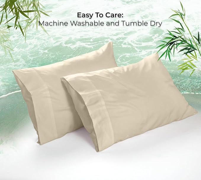 Royale Linens Cooling Pillow Cases Standard Size Set of 2-100% Rayon Derived - Image 9