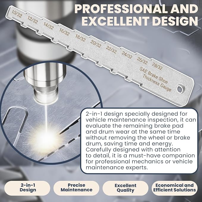 Zookpr Brake Pad Measuring Tool 32Nds Brake Pad Thickness Gauge Tool | 2-in-1 - Image 6