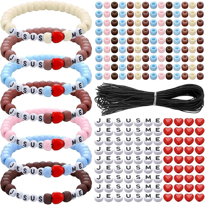 Ferreve 35 Sets Boho Religious Bead Wristband Craft Kit Jesus Love Me Faith DIY by Ferreve