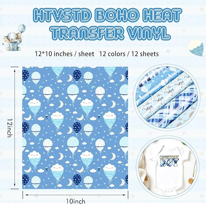 HTVSTD Car HTV Heat Transfer Vinyl 10 Sheets 12×10in Iron on Vinyl | - Image 2